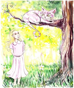 Alice and the Cheshire Cat - illustration to Lewis Carroll